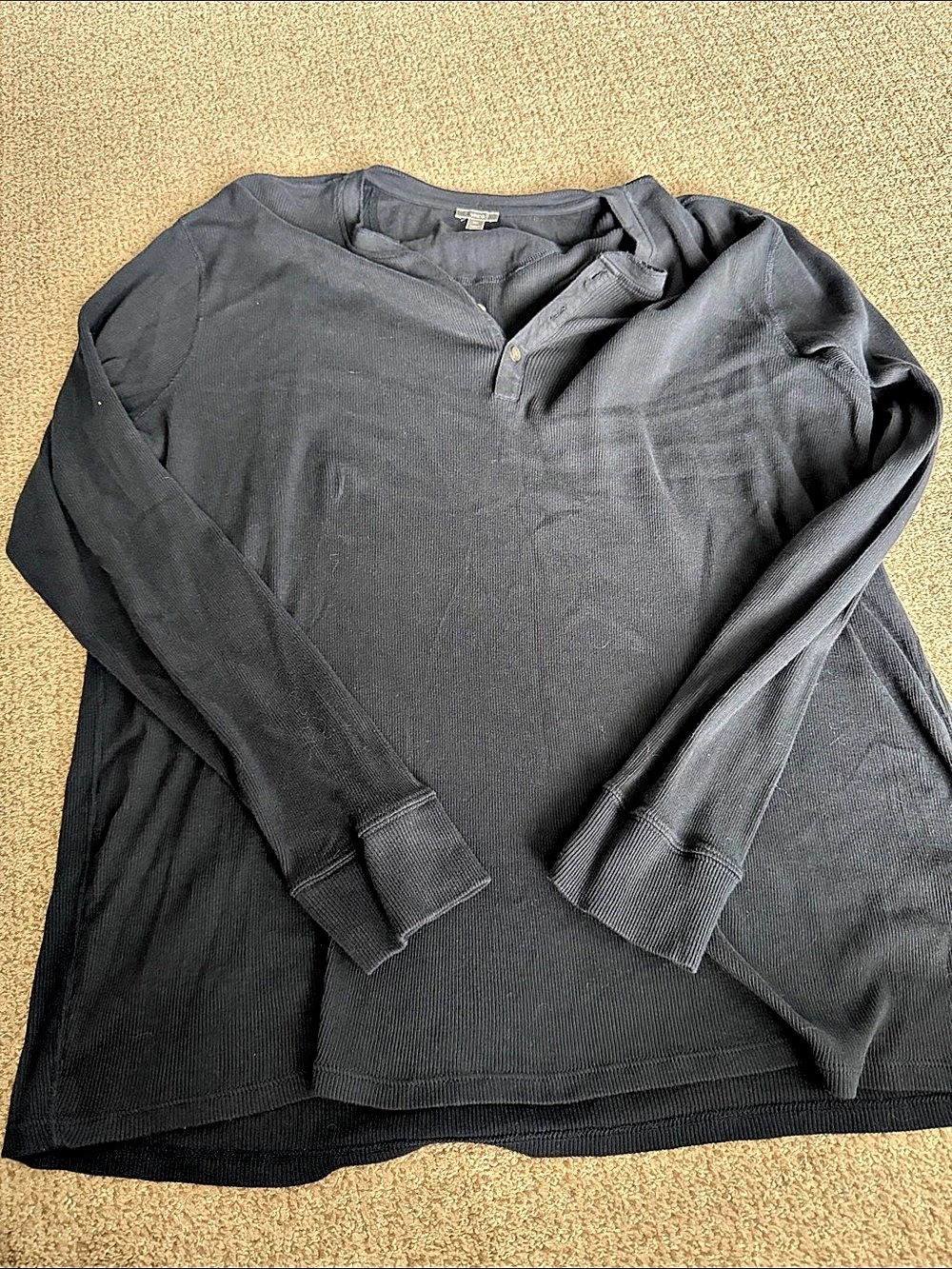 Vince Men's Ribbed Henley Cotton XXL Black